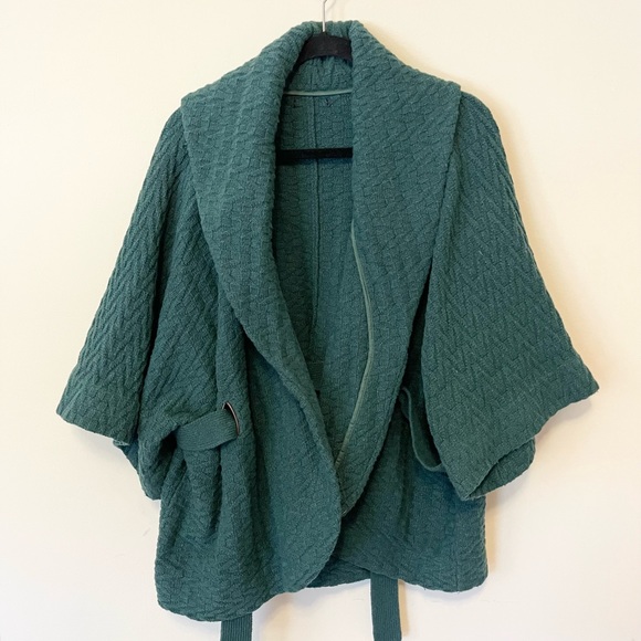 Sweaters - Oversized kimono bat sleeve forest green sweater cardigan, one size